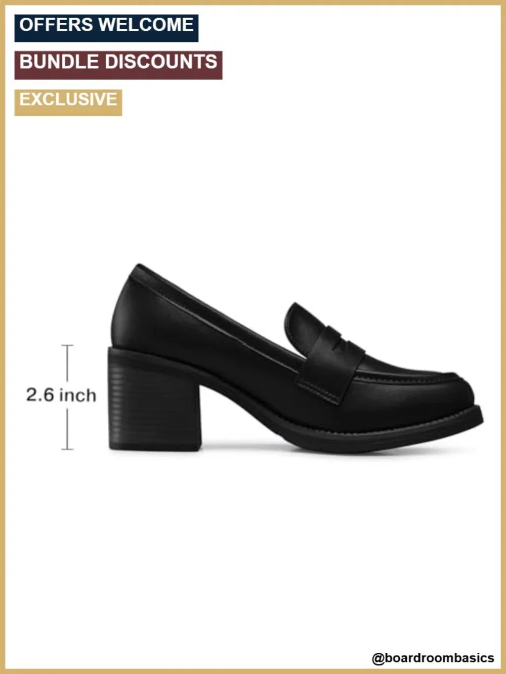 Women's Chunky Block Heel Penny Loafers Slip On Dress Shoes Office Wear